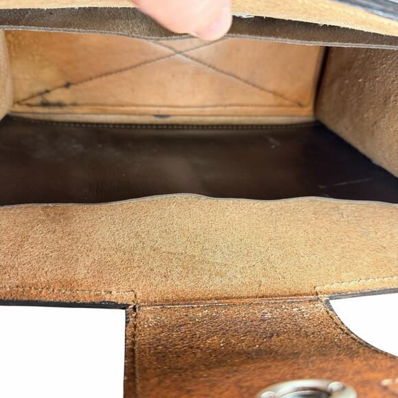 John Wheeler Maker Hand Tooled Leather Floral Shoulder Bag Western Boho Brown - Picture 13 of 14